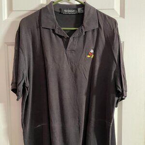 Men's Large (L) Black Disney Store Mickey Mouse Logo Polo. Vintage